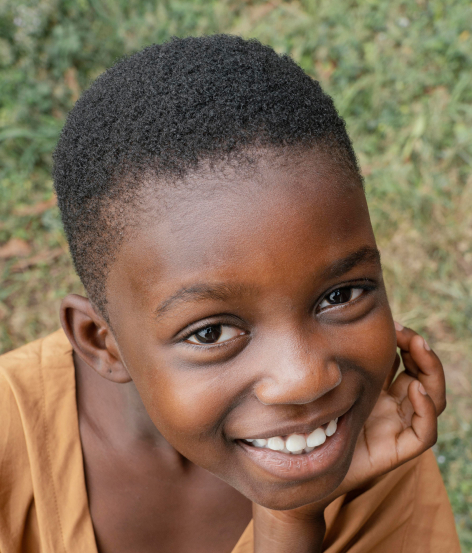 Overhead shot of an african child smiling